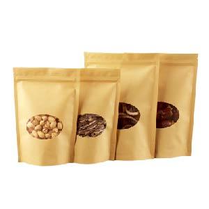 Stand Up Brown Kraft Paper Pouch With Oval Window